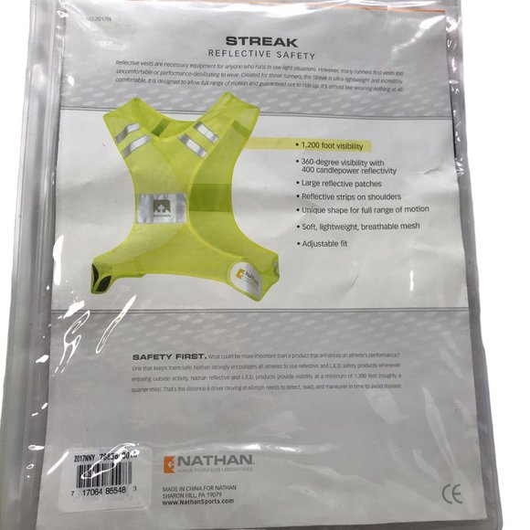 NWT NATHAN Streak Reflective Vest Running Hi Vis Visibility Yellow - Picture 3 of 16